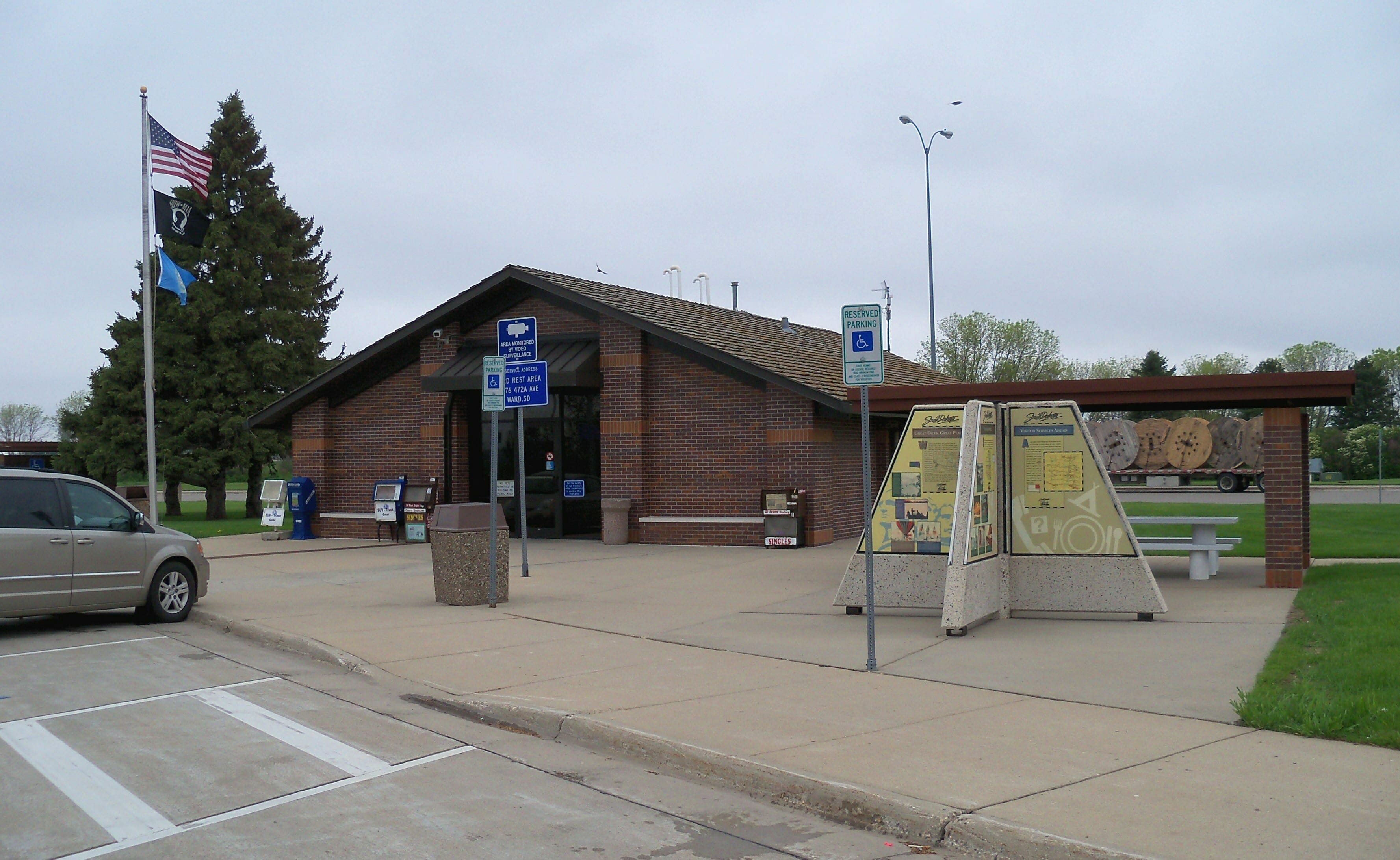 Rest public. Rest stop on a Highway. Public rest area.