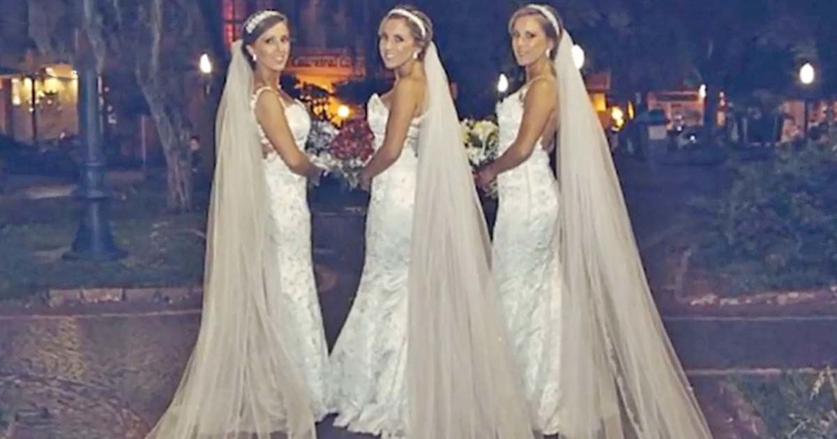 Identical Triplets All Get Married During The Same Wedding Ceremony