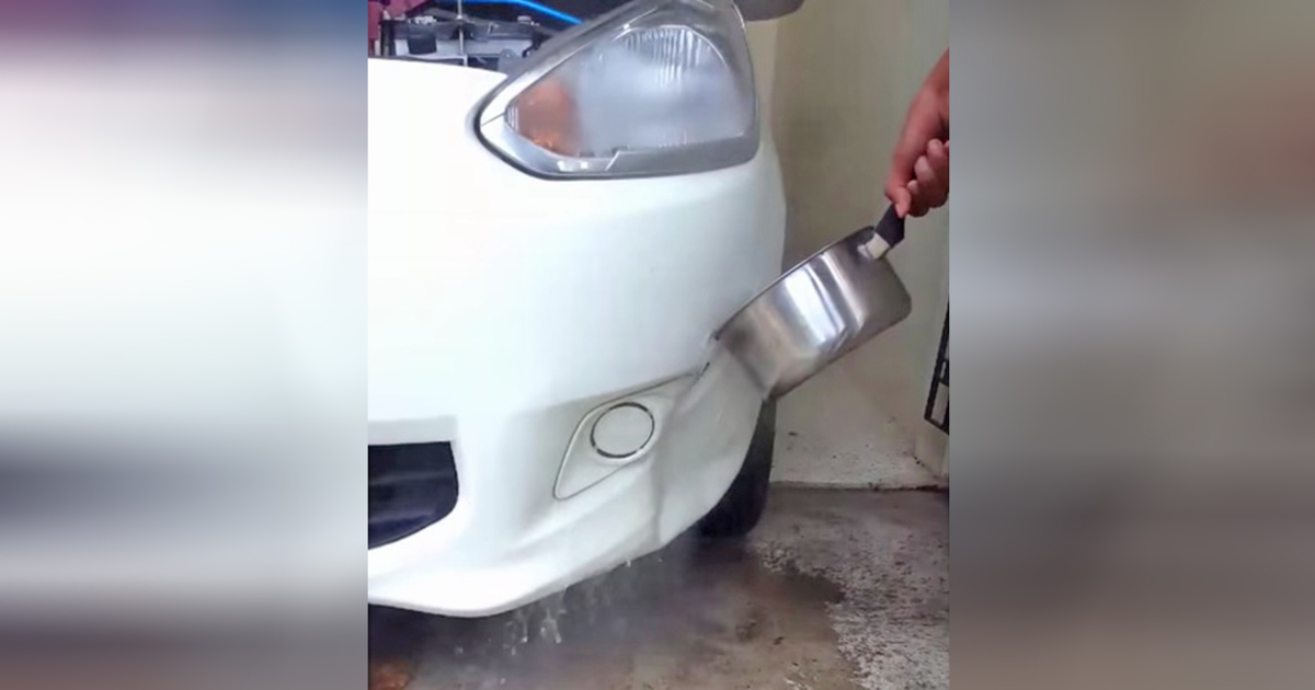 Car Owner Pours Boiling Water On His Bumper To Fix A Dent.
