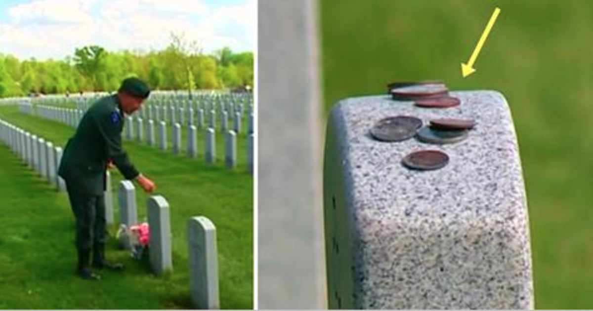 Soldier puts a coin on a tombstone the reason why will make you take
