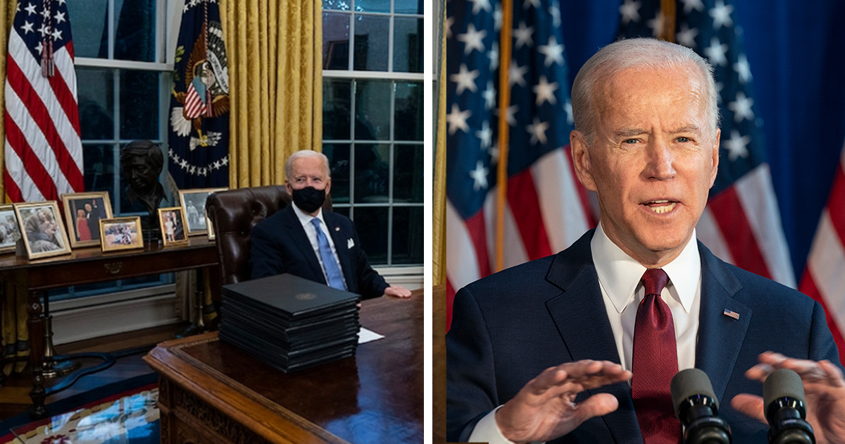 Joe Biden removes the military flags from the Oval Office