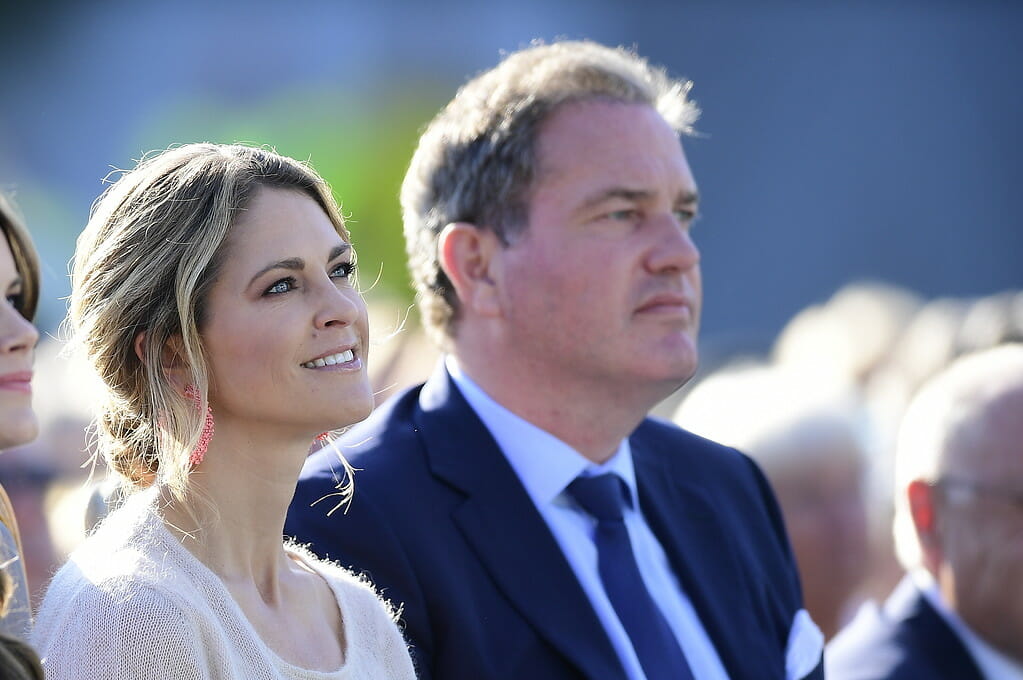 BORGHOLM 2019-07-14 Prinsessan Madeleine och Christopher O'Neill under firandet av Victoriadagen på Borgholms idrottsplats på söndagen. Foto: Mikael Fritzon / TT