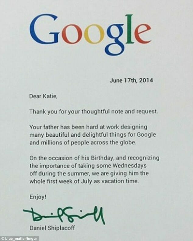 Na zdjęciu znajduje się treść odpowiedzi, jaką do dziewczynki wystosował pracownik Google