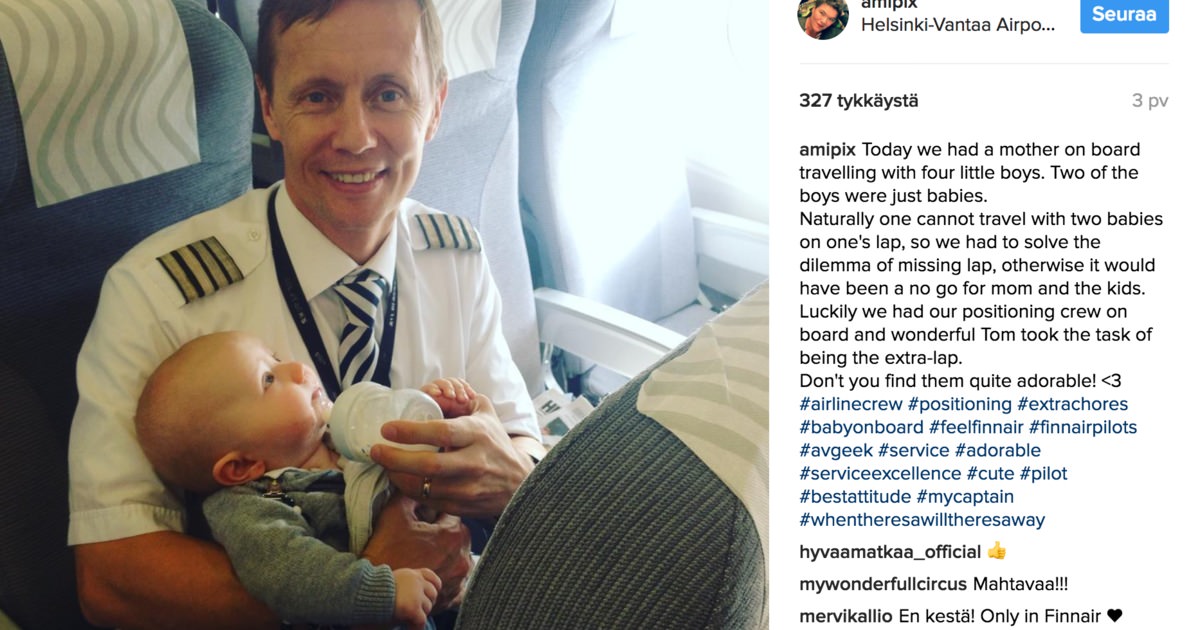 Äitiä ei päästetty Finnairin lennolle kahden vauvan kanssa – kapteeni teki  jotain odottamatonta